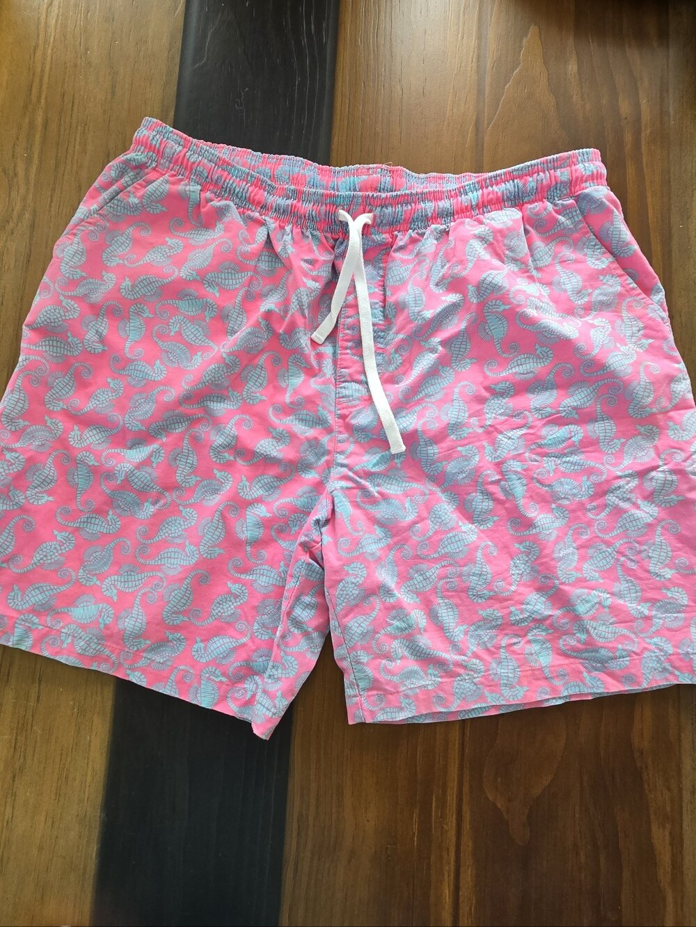 bright pink Chubbies swim trunks seahorse pattern XXL